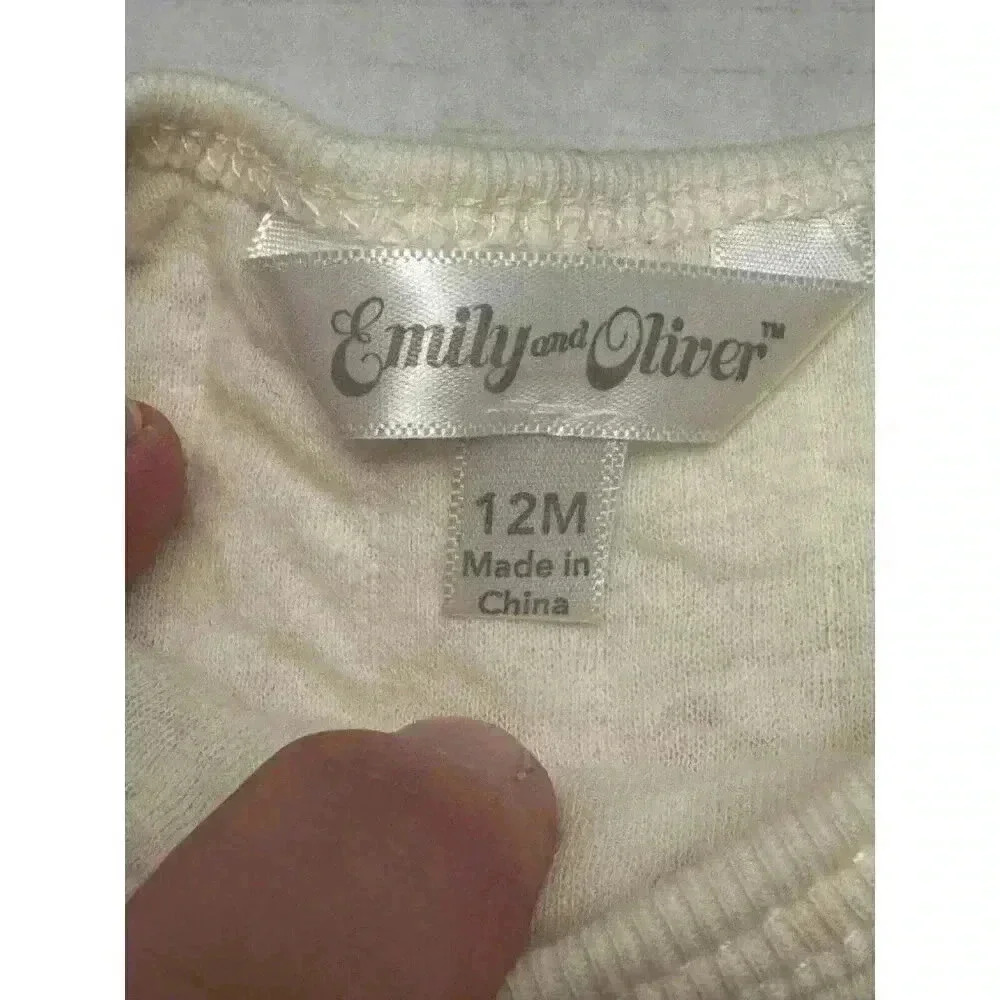 Emily and Oliver Baby Quilted Construction Vehicle Crane Print Top Cream 12M - Picture 3 of 5